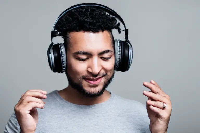 A picture of a person listening to music