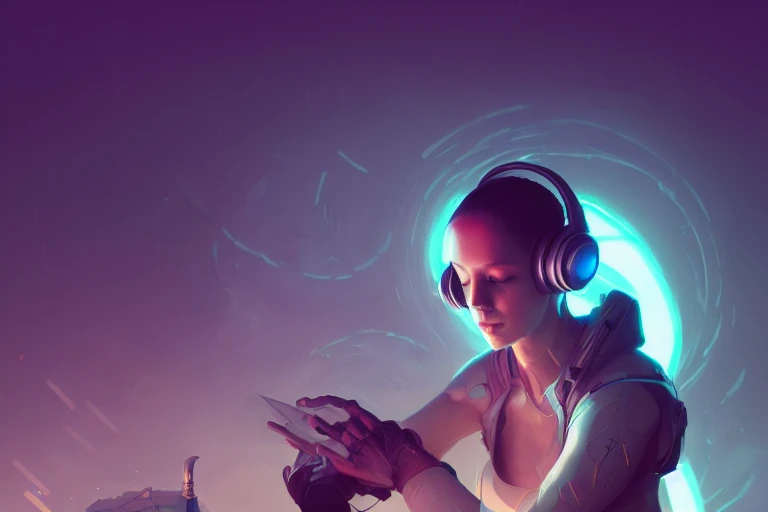 picture of a person with headphones on to help make your MP3 louder.