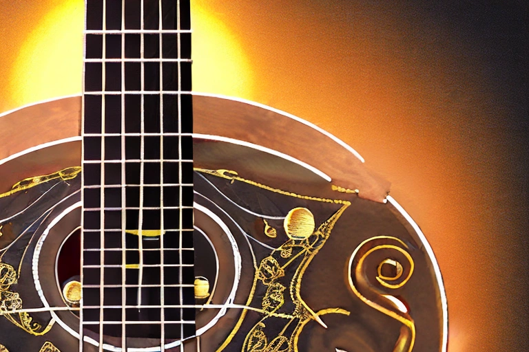 Acoustic Bass Guitar with a golden crown