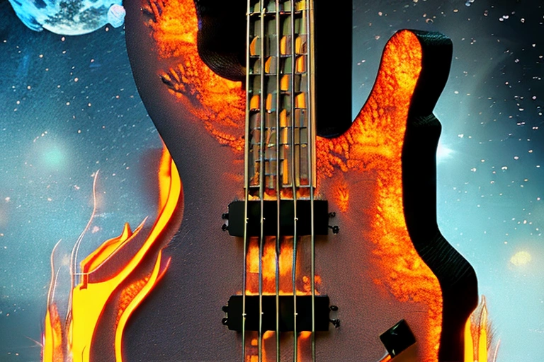bass guitar chords from a huge fire on the moon