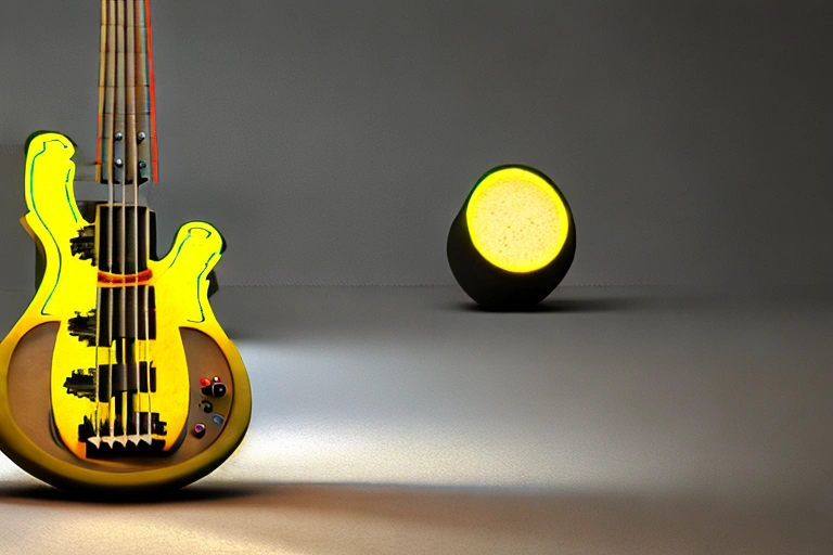 bass guitar made out of cheese and fire