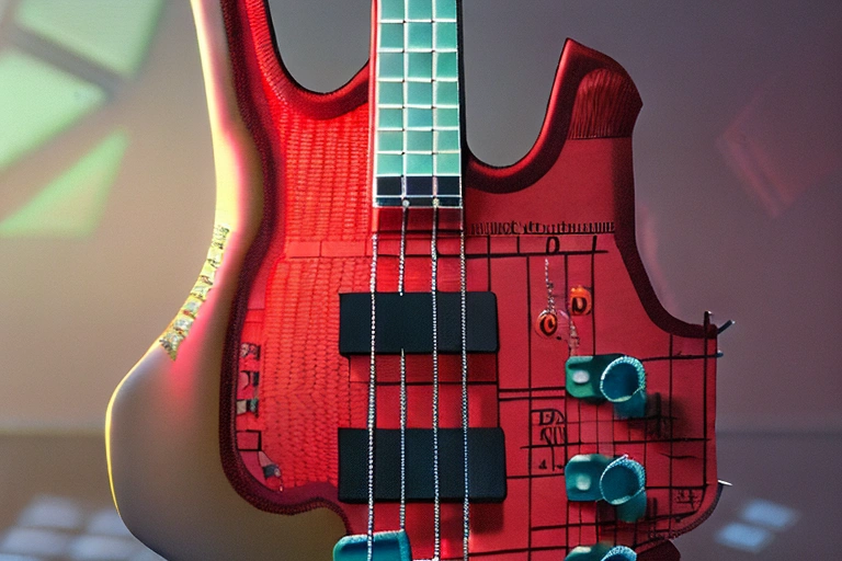bass guitar with stickers