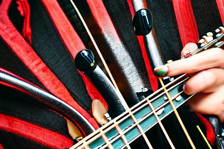 long nails playing bass guitar