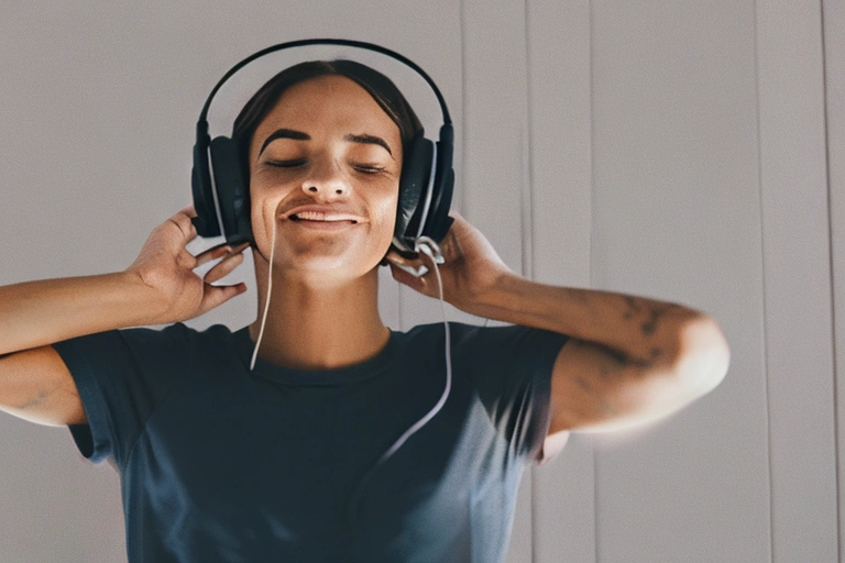 picture of a person listening to music on
