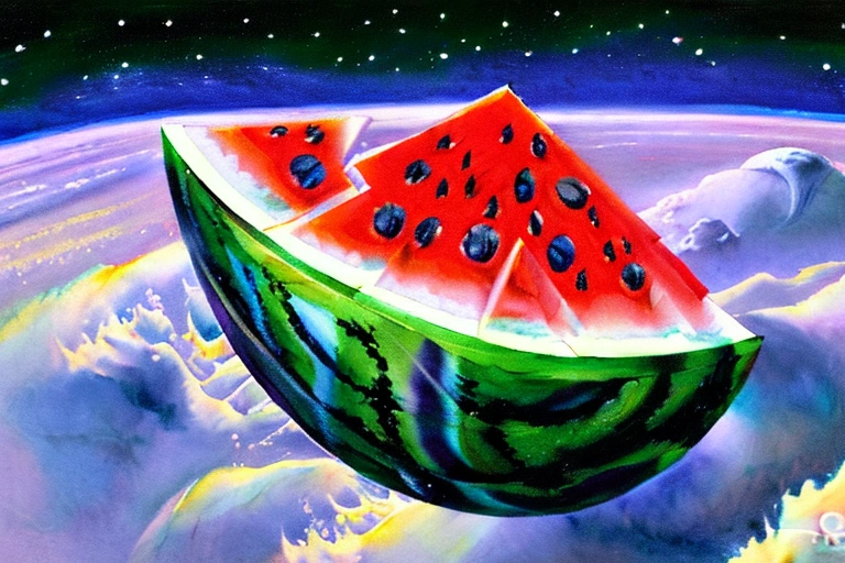 picture of a watermelon in space