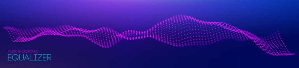 Music abstract background blue. Equalizer for music, showing sound waves with music waves, music bac
