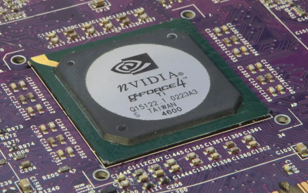 File:Nvidia geforce ti 4600 gpu 2007-11-27 23-03.jpg - a close up of a cpu chip on a computer
